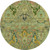 8' Green Blue And Gold Floral Washable Round Rug With UV Protection 8' Green Blue And Gold Floral Washable Round Rug With UV Protection