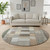 8' Brown Ivory And Gray Geometric Washable Round Rug With UV Protection 8' Brown Ivory And Gray Geometric Washable Round Rug With UV Protection