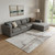 9' X 12' Taupe And Ivory Striped Washable Area Rug With UV Protection