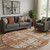 8' Rust And Beige Abstract Washable Round Rug With UV Protection 8' Rust And Beige Abstract Washable Round Rug With UV Protection