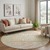 8' Peach Ivory And Gold Geometric Washable Round Rug With UV Protection 8' Peach Ivory And Gold Geometric Washable Round Rug With UV Protection