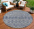 8' Navy Blue And Beige Round Trellis Indoor Outdoor Area Rug