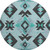 8' Teal And Charcoal Southwestern Washable Round Rug With UV Protection 8' Teal And Charcoal Southwestern Washable Round Rug With UV Protection