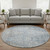 8' Denim Blue And Ivory Geometric Washable Round Rug With UV Protection