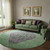 8' Lime Green And Purple Medallion Washable Round Rug With UV Protection