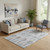 5' X 8' Light Taupe And Blue Striped Washable Area Rug With UV Protection