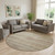 8' Beige And Brown Striped Washable Round Rug With UV Protection 8' Beige And Brown Striped Washable Round Rug With UV Protection