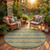 8' Green And Beige Round Tribal Washable Indoor Outdoor Area Rug 8' Green And Beige Round Tribal Washable Indoor Outdoor Area Rug