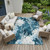 9' X 12' Teal Blue And Navy Blue Floral Washable Indoor Outdoor Area Rug 9' X 12' Teal Blue And Navy Blue Floral Washable Indoor Outdoor Area Rug