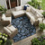 10' X 14' Blue And Denim Blue Animal Print Washable Indoor Outdoor Area Rug