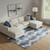 9' X 12' Blue Brown And Ivory Diamond Washable Area Rug With UV Protection