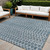 6' Teal Blue And Gray Square Trellis Indoor Outdoor Area Rug 6' Teal Blue And Gray Square Trellis Indoor Outdoor Area Rug