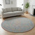 8' Sky Blue Teal And Blush Geometric Washable Round Rug With UV Protection 8' Sky Blue Teal And Blush Geometric Washable Round Rug With UV Protection