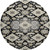8' Black And Beige Floral Medallion Washable Round Rug With UV Protection 8' Black And Beige Floral Medallion Washable Round Rug With UV Protection