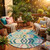 8' Teal Blue And Turquoise Round Tribal Washable Indoor Outdoor Area Rug