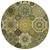 8' Green And Olive Green Round Patchwork Washable Indoor Outdoor Area Rug