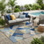5' X 8' Blue And Silver Geometric Washable Indoor Outdoor Area Rug 5' X 8' Blue And Silver Geometric Washable Indoor Outdoor Area Rug
