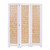 67" Natural And White Wood Folding Three Panel Screen Room Divider