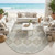 8' Ivory And Silver Round Striped Washable Indoor Outdoor Area Rug 8' Ivory And Silver Round Striped Washable Indoor Outdoor Area Rug