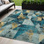 5' X 8' Teal Blue And Gold Geometric Washable Indoor Outdoor Area Rug 5' X 8' Teal Blue And Gold Geometric Washable Indoor Outdoor Area Rug