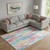 9' X 12' White Pink And Teal Striped Washable Area Rug With UV Protection 9' X 12' White Pink And Teal Striped Washable Area Rug With UV Protection