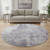 8' Plum And Ivory Abstract Washable Round Rug With UV Protection