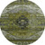 8' Olive Green Gray And Ivory Oriental Washable Round Rug With UV Protection 8' Olive Green Gray And Ivory Oriental Washable Round Rug With UV Protection