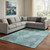 8' X 10' Teal And Taupe Damask Washable Area Rug With UV Protection 8' X 10' Teal And Taupe Damask Washable Area Rug With UV Protection