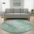8' Pale Aqua Green And Ivory Abstract Washable Round Rug With UV Protection 8' Pale Aqua Green And Ivory Abstract Washable Round Rug With UV Protection