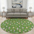 8' Green Gold And Gray Floral Washable Round Rug With UV Protection 8' Green Gold And Gray Floral Washable Round Rug With UV Protection