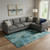 10' X 14' Teal And Aqua Abstract Washable Area Rug With UV Protection 10' X 14' Teal And Aqua Abstract Washable Area Rug With UV Protection