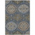 9' X 12' Navy Blue And Linen Ogee Washable Indoor Outdoor Area Rug
