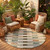 8' Green And Beige Round Striped Washable Indoor Outdoor Area Rug 8' Green And Beige Round Striped Washable Indoor Outdoor Area Rug
