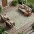 8' X 10' Sage And Green Floral Washable Indoor Outdoor Area Rug