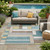 5' X 8' Teal Blue And Beige Geometric Washable Indoor Outdoor Area Rug 5' X 8' Teal Blue And Beige Geometric Washable Indoor Outdoor Area Rug