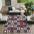 9' X 12' Navy Blue And Blue Geometric Washable Indoor Outdoor Area Rug