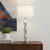 30" Brushed Silver Geo Glass Table Lamp With White Shade