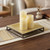 Set of Three Ivory Flameless Pillar Candles With Gold Holder Set of Three Ivory Flameless Pillar Candles With Gold Holder