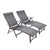 Set of Two Gray Aluminum Six Position Adjustable Outdoor Chaise Lounges Set of Two Gray Aluminum Six Position Adjustable Outdoor Chaise Lounges