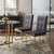 Set of Two Tufted Gray And Gold Upholstered Fabric Dining Side Chairs Set of Two Tufted Gray And Gold Upholstered Fabric Dining Side Chairs