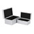 Set of Two Silver Nesting Wood And Mirrored Glass Organizing Box With Lid