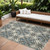 7' X 9' Blue and Beige Oriental Stain Resistant Indoor Outdoor Area Rug 7' X 9' Blue and Beige Oriental Stain Resistant Indoor Outdoor Area Rug