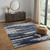 4' X 6' Ivory and Blue Abstract Power Loom Distressed Non Skid Area Rug 4' X 6' Ivory and Blue Abstract Power Loom Distressed Non Skid Area Rug