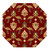 8' Red Beige And Brown Floral Vines Octagon Rug