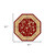 7' Red And Beige Floral Vines Octagon Rug