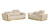 Two Piece Beige Italian Leather Five Person Seating Set Two Piece Beige Italian Leather Five Person Seating Set
