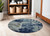 5' Navy Blue Light Blue and Gray Botanical Leaves Round Rug 5' Navy Blue Light Blue and Gray Botanical Leaves Round Rug