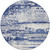 5' Ivory and Navy Blue Abstract Round Rug 5' Ivory and Navy Blue Abstract Round Rug