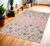 4' X 6' Pink Gray and Blue Botanical Leaves Area Rug 4' X 6' Pink Gray and Blue Botanical Leaves Area Rug
