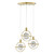 Gold And Clear Geometric Three Light Metal Dimmable Chandelier With Clear Shades Gold And Clear Geometric Three Light Metal Dimmable Chandelier With Clear Shades